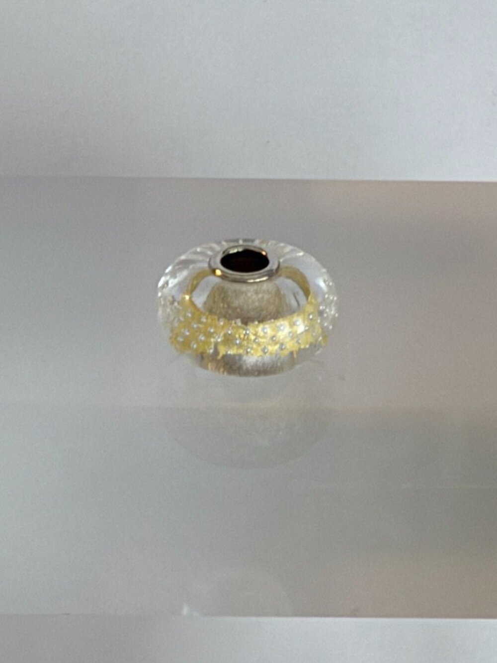 Trollbeads Clear Glass Bead with Gold Foil & Bubble Detail